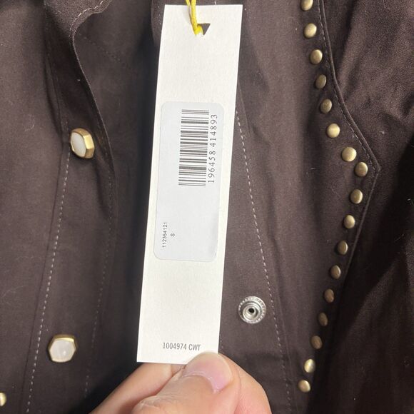 WRANGLER x YELLOW ROSE by Kendra Scott Rodeo Shirt Women M Brown Studded Western - Picture 9 of 12